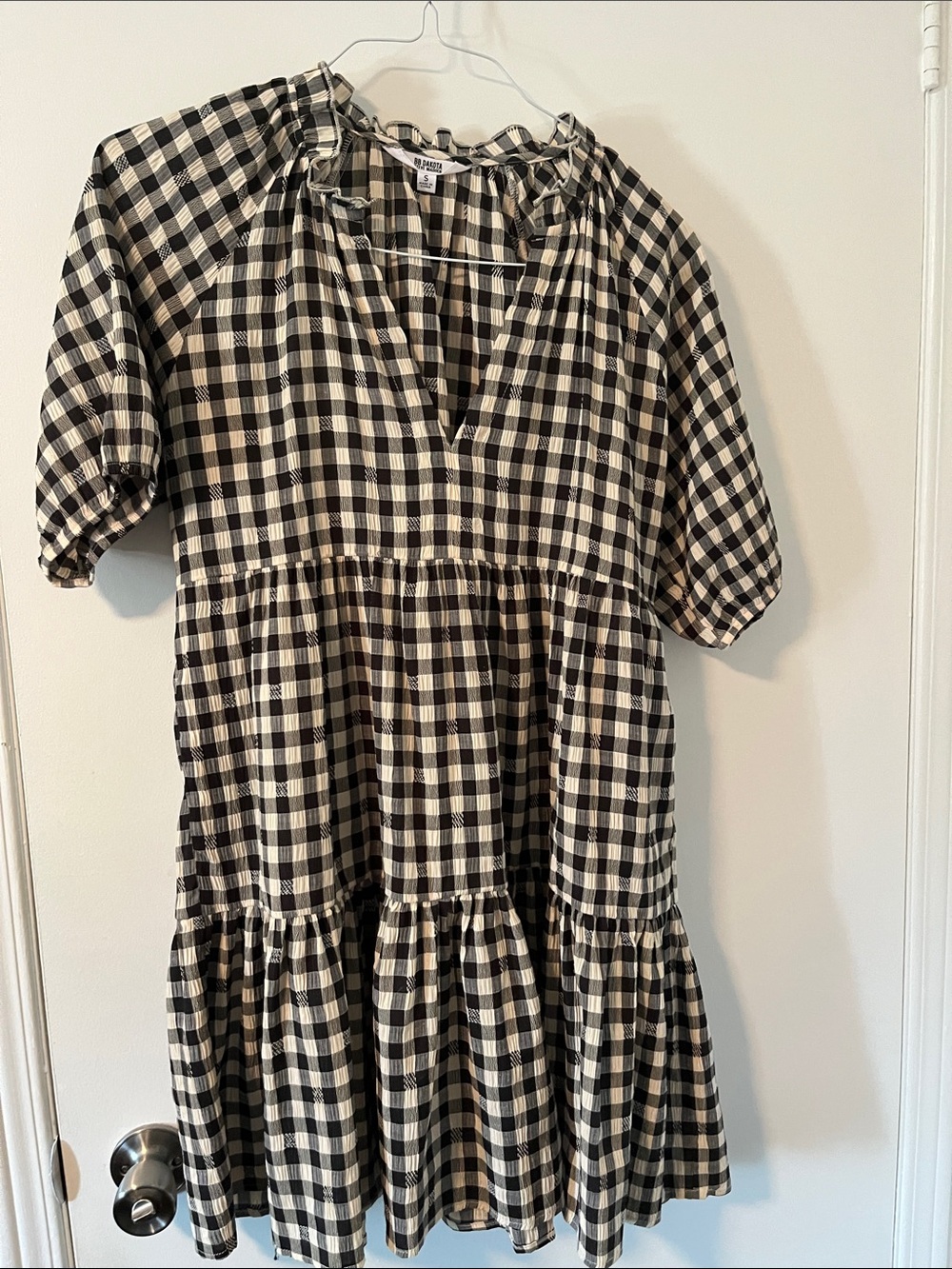 Steve Madden Black and White Gingham Midi Dress
